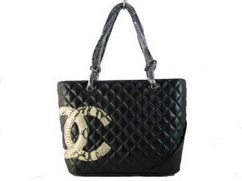 7A Discount Chanel Cambon Snake CC A25169 Black Shoulder Bags